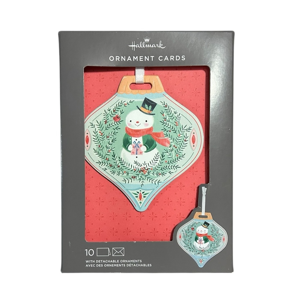 Hallmark Festive Snowman Ornament Cards - Red and Green